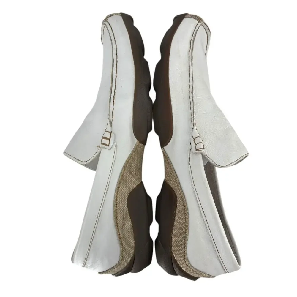 Vintage Y2K Skechers White Leather Driving Moc Mens 10.5 Streetwear Skate Dragon
